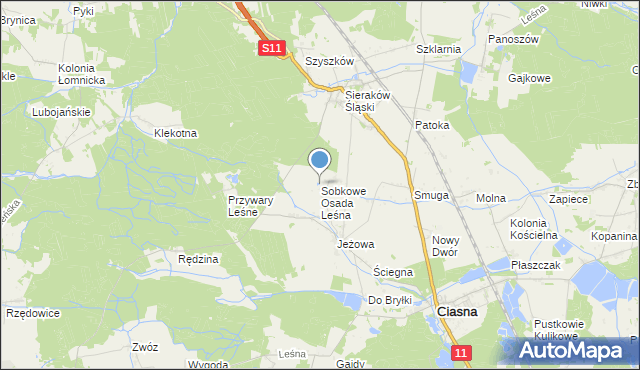 mapa Sobkowe Osada Leśna, Sobkowe Osada Leśna na mapie Targeo